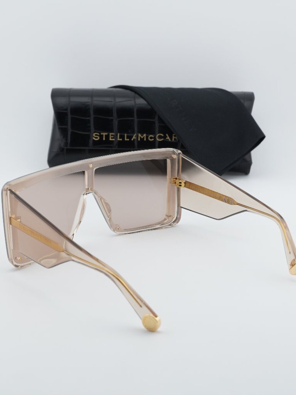 Stella McCartney SC40083I 45E Shield Sunglasses - Shiny Brown - Picture 8 of 8